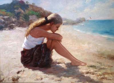 679-T3 | 73cm x 100cm | jeune femme sur une plage 